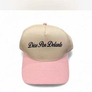Pink and Tan Cap with Script “Dios Por Delante” “God First”